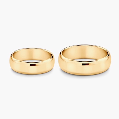 Obrączki ślubne: złote, półokrągłe, 6 mm